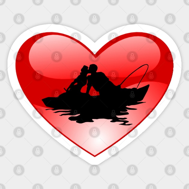 Silhouette Couple in Boat Heatt Sticker by HolidayBug